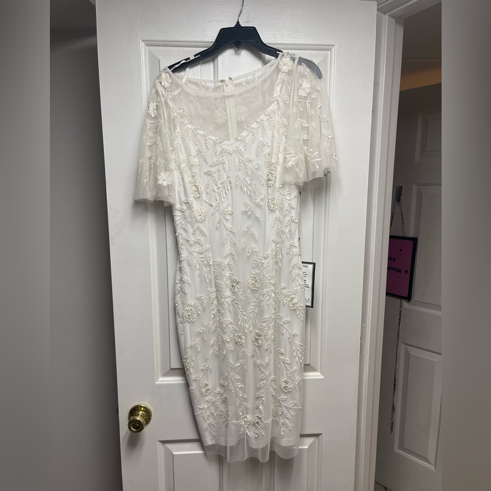 Adrianna Papell Ivory Beaded Sheath Dress